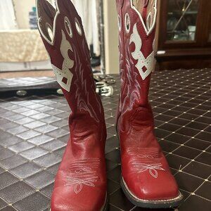 Tony Lama Red & White Western Cowboy Boots – Size 4.5D (Women’s 6.5–7)